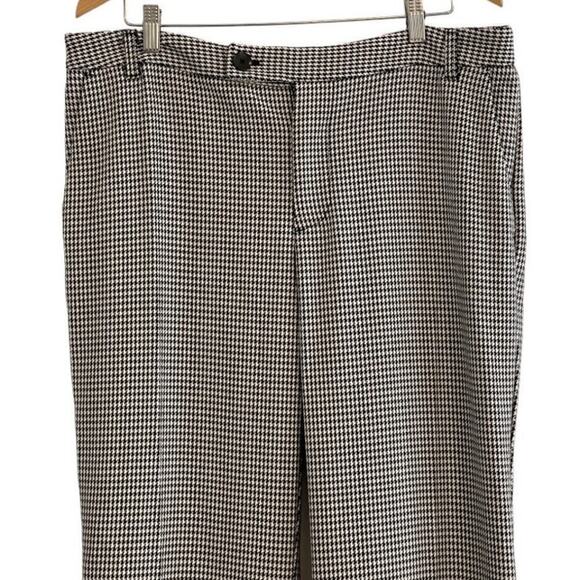 Maeve by Athropologie Houndstooth Wide Leg Flat Front Cuffed Trouser Size 14 NWT - Picture 3 of 9